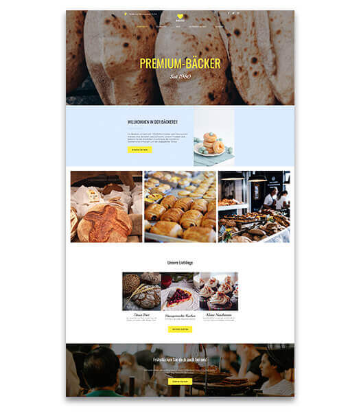 website builder, template for a bakery website