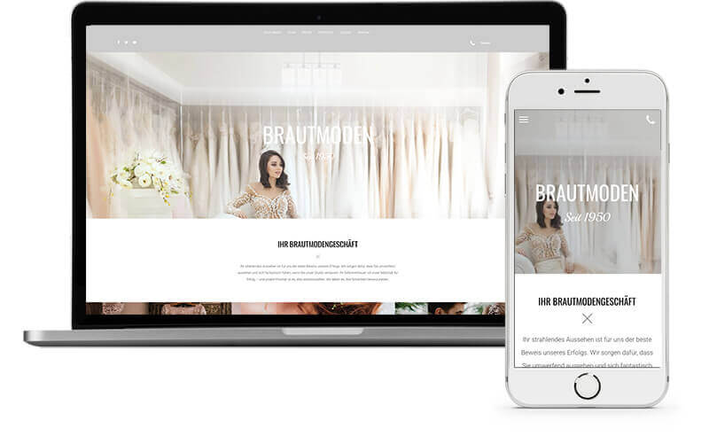 website builder, template for a bridal fashion store website