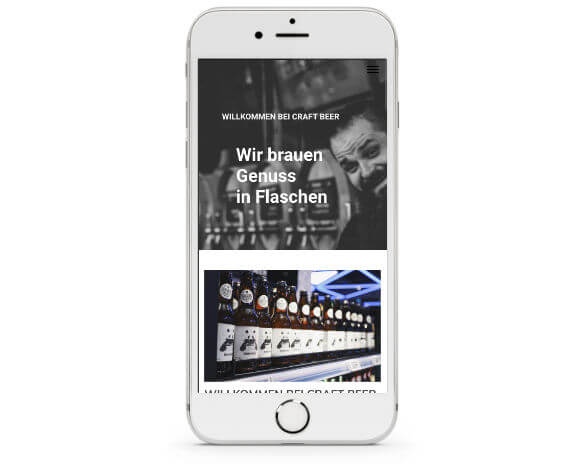 website builder, template for a craft beer website, template in IPhone view