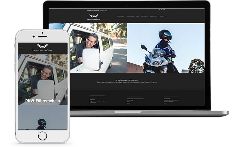 website builder, template for a driving scholl website