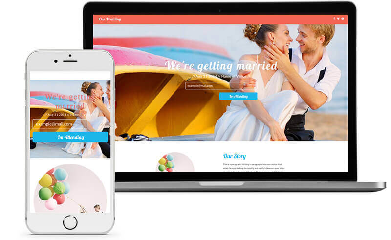 Website Builder, template for wedding homepage