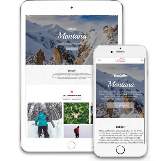 Website Builder, Template for a Travel Blog, iPad and iPhone view