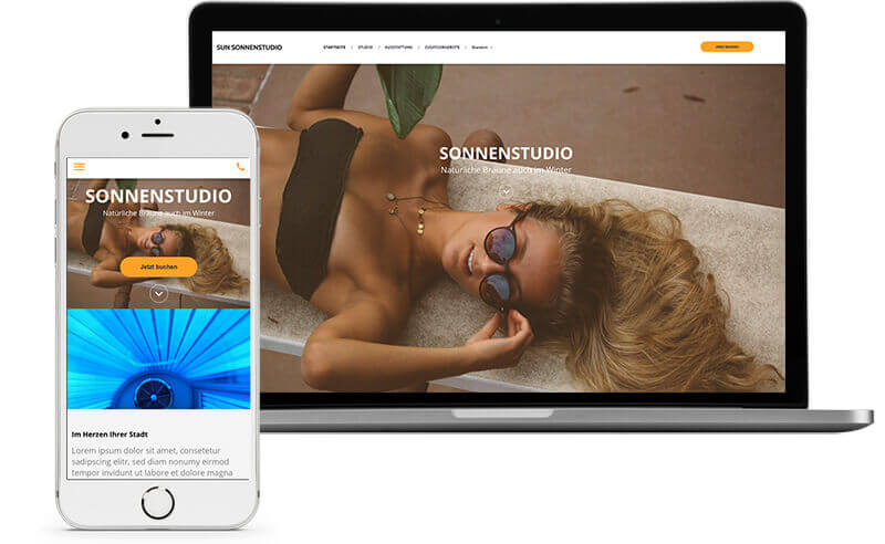 website builder, template for a tanning salon website