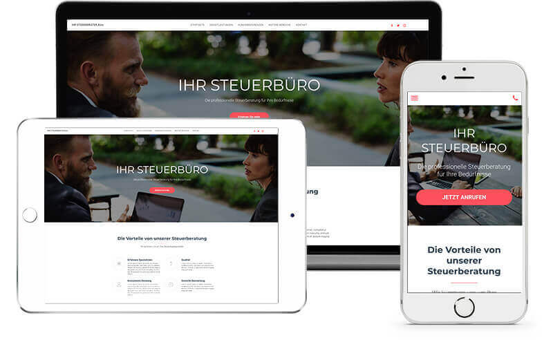 website builder, template for a tax consultant website on all end devices