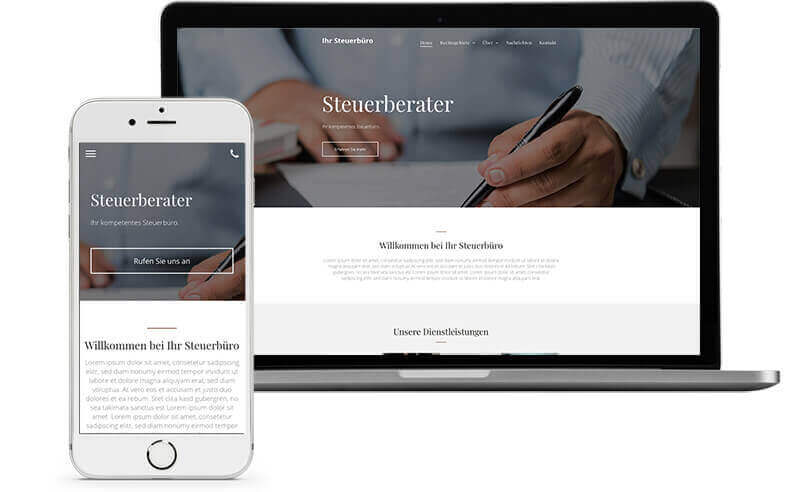 website builder, template for a tax consultant, laptop view